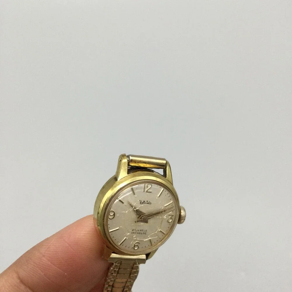 Vintage Voltaire Womens Watch 19mm Gold Tone 21 Jewels Swiss Mechanical 5.5